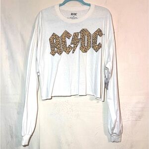 AC/DC Crop Top Long-sleeve Shirt.
Color: Off White Size:1x